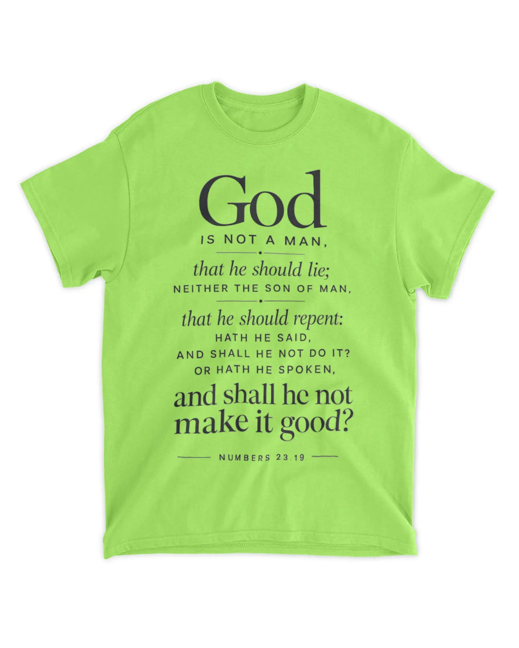 Numbers 23:19 T-Shirt Minimalist / Typography Tee v4