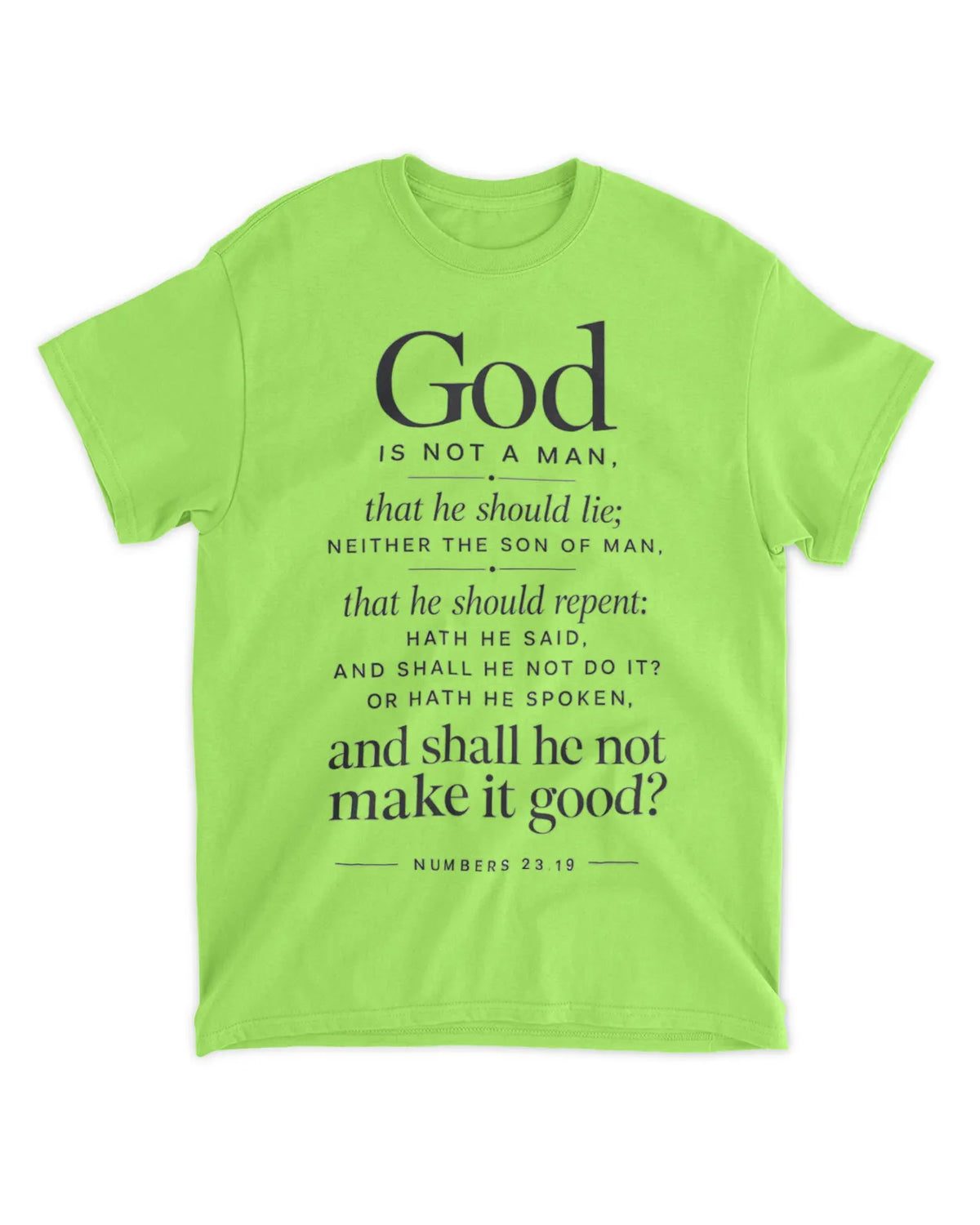 Numbers 23:19 T-Shirt Minimalist / Typography Tee v4