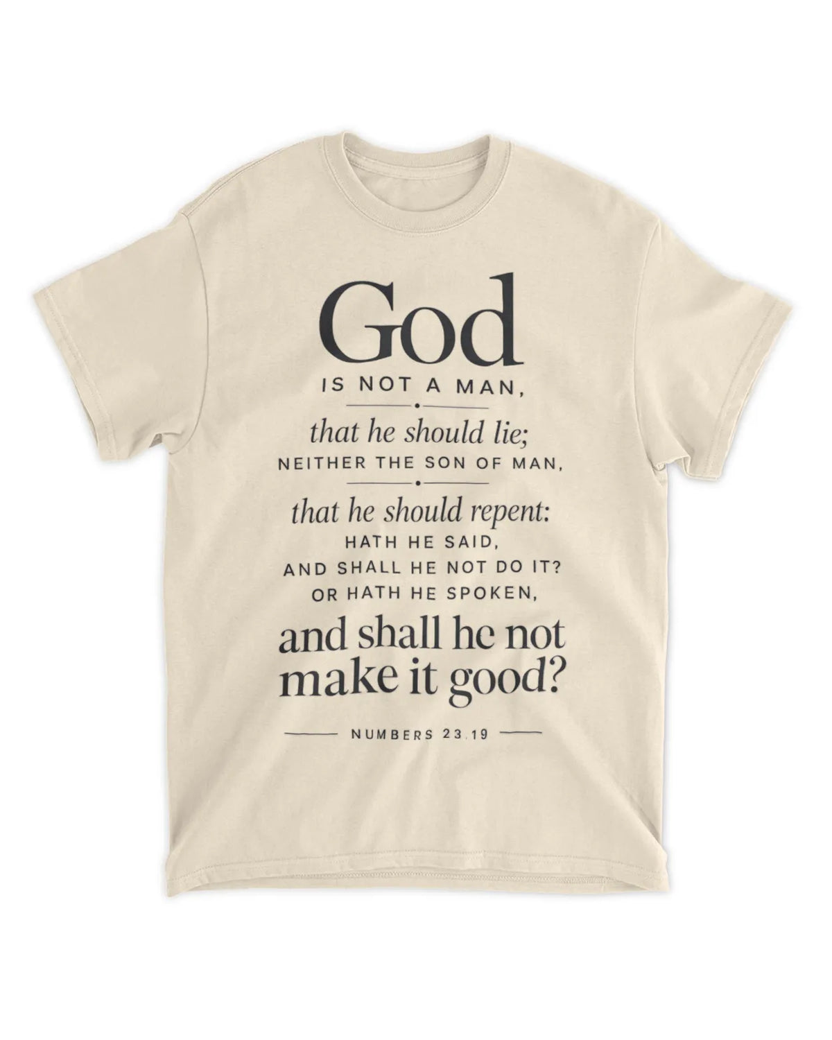 Numbers 23:19 T-Shirt Minimalist / Typography Tee v4