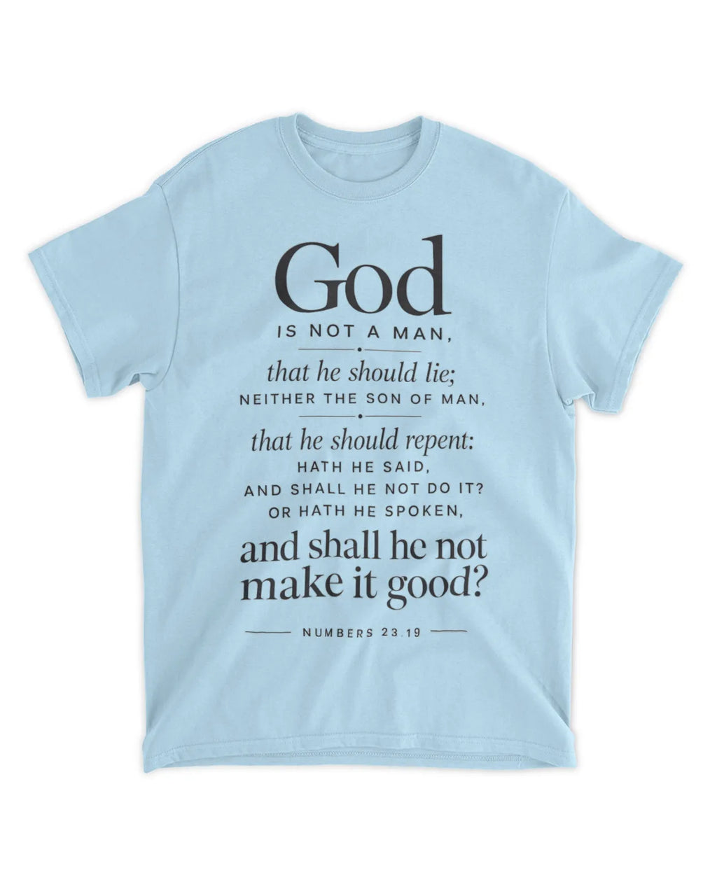 Numbers 23:19 T-Shirt Minimalist / Typography Tee v4