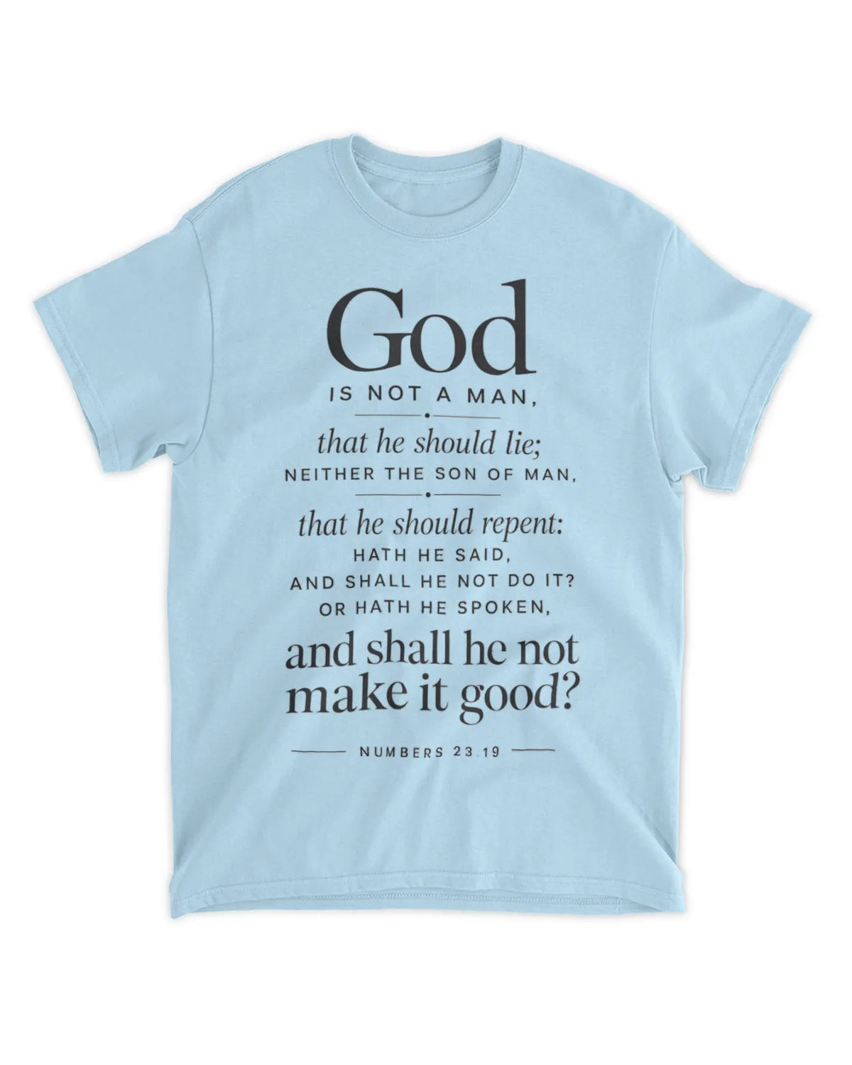 Numbers 23:19 T-Shirt Minimalist / Typography Tee v4