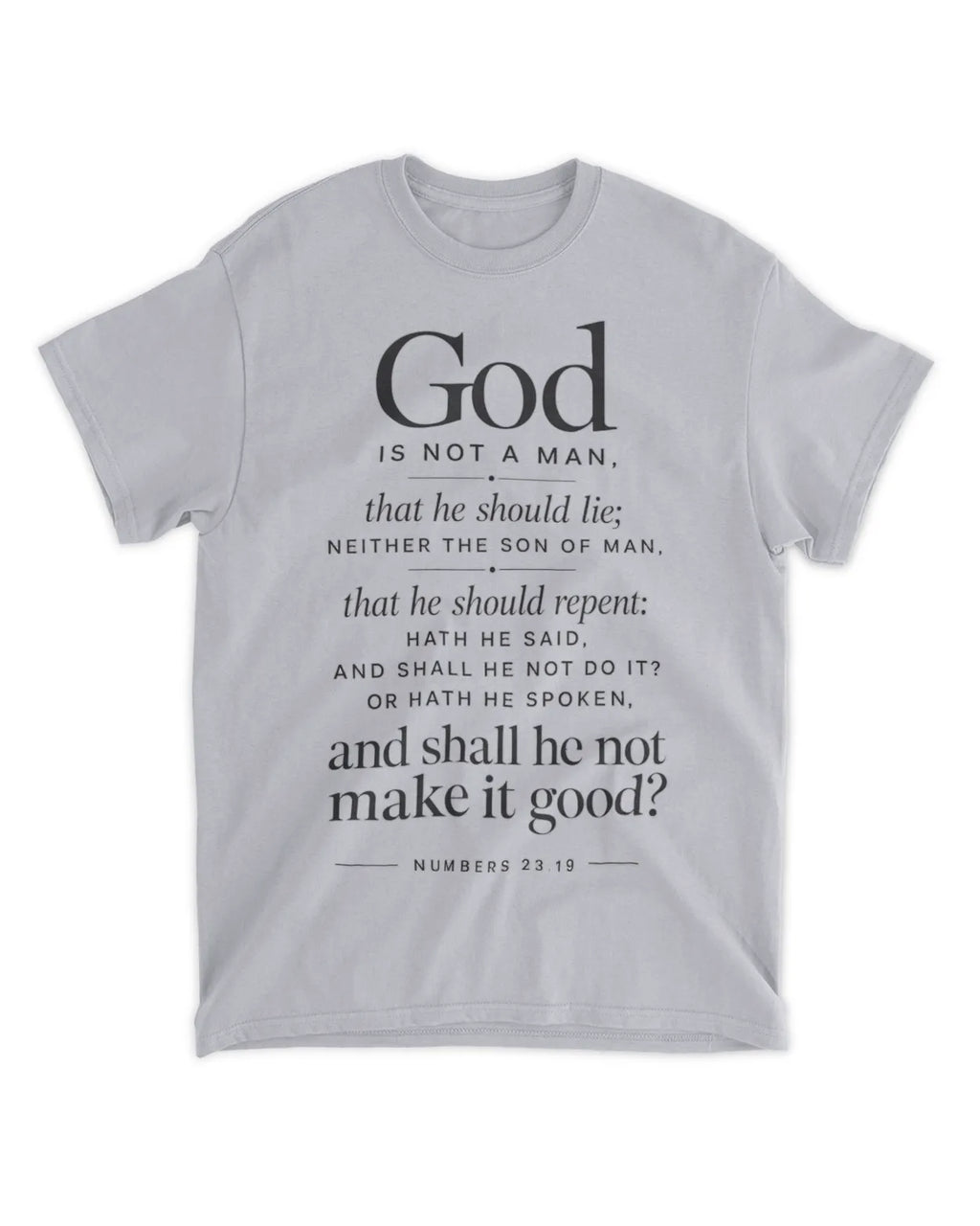 Numbers 23:19 T-Shirt Minimalist / Typography Tee v4