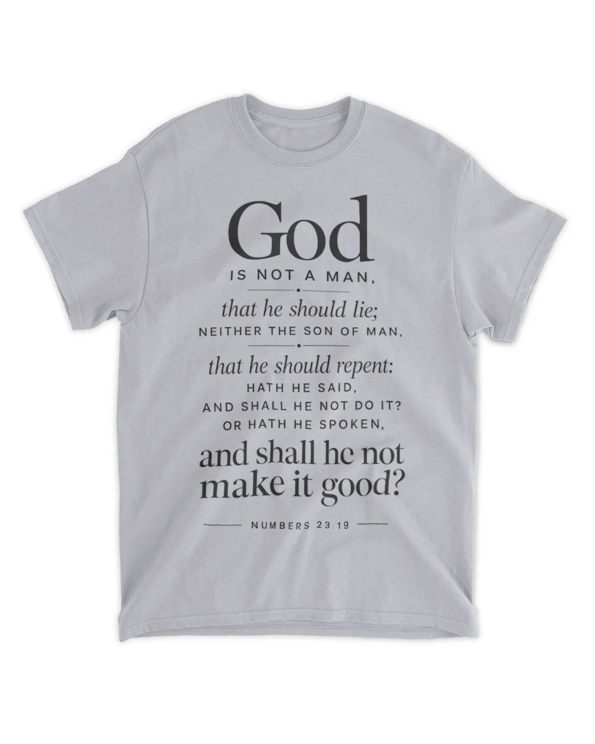 Numbers 23:19 T-Shirt Minimalist / Typography Tee v4