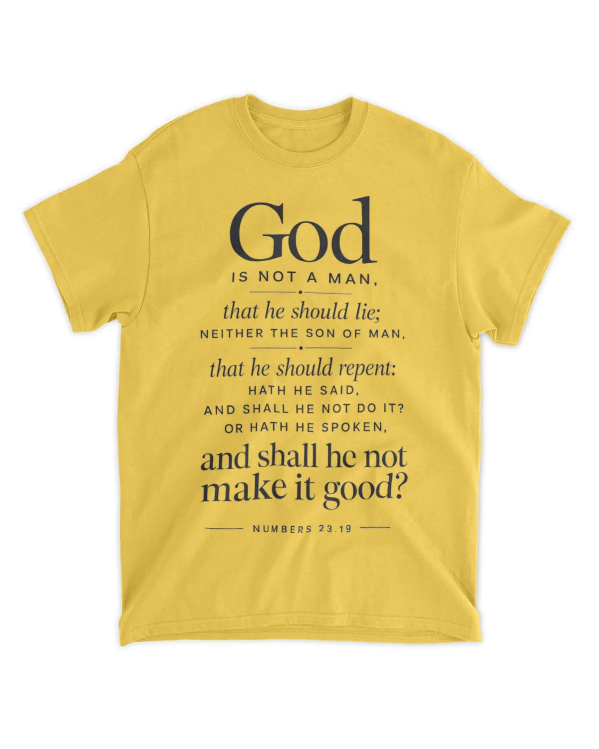 Numbers 23:19 T-Shirt Minimalist / Typography Tee v4