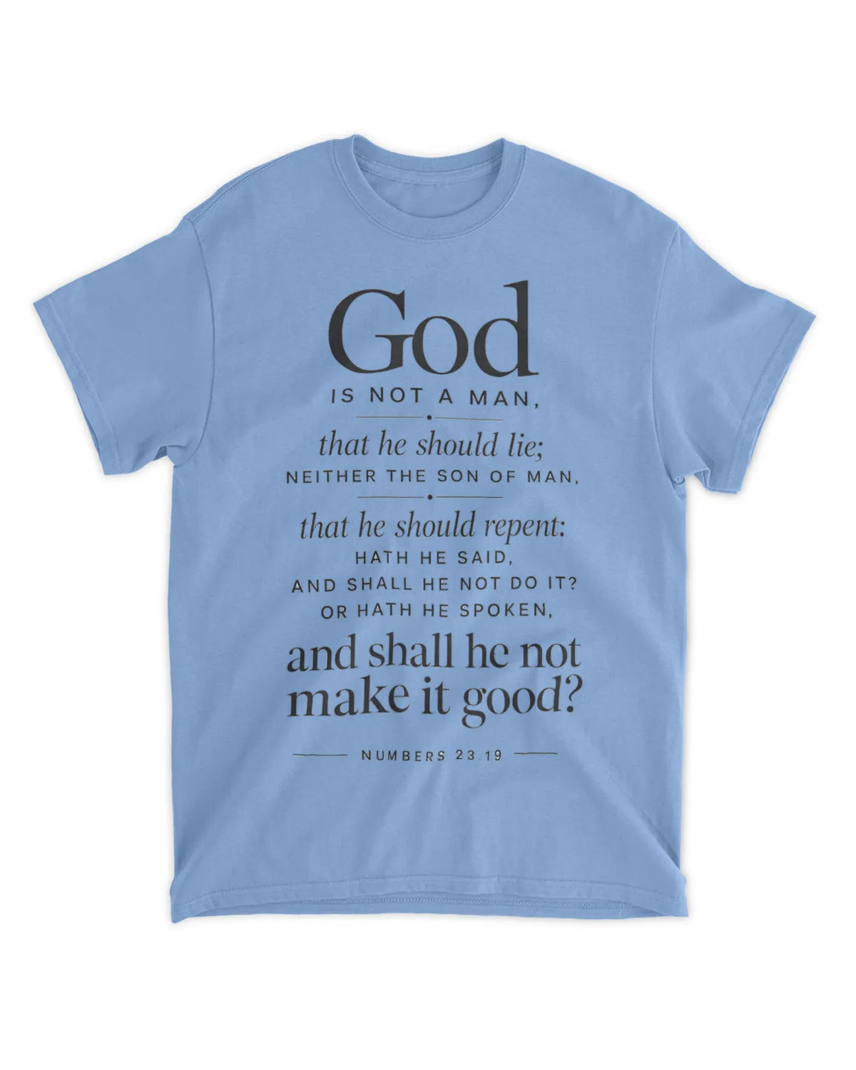 Numbers 23:19 T-Shirt Minimalist / Typography Tee v4