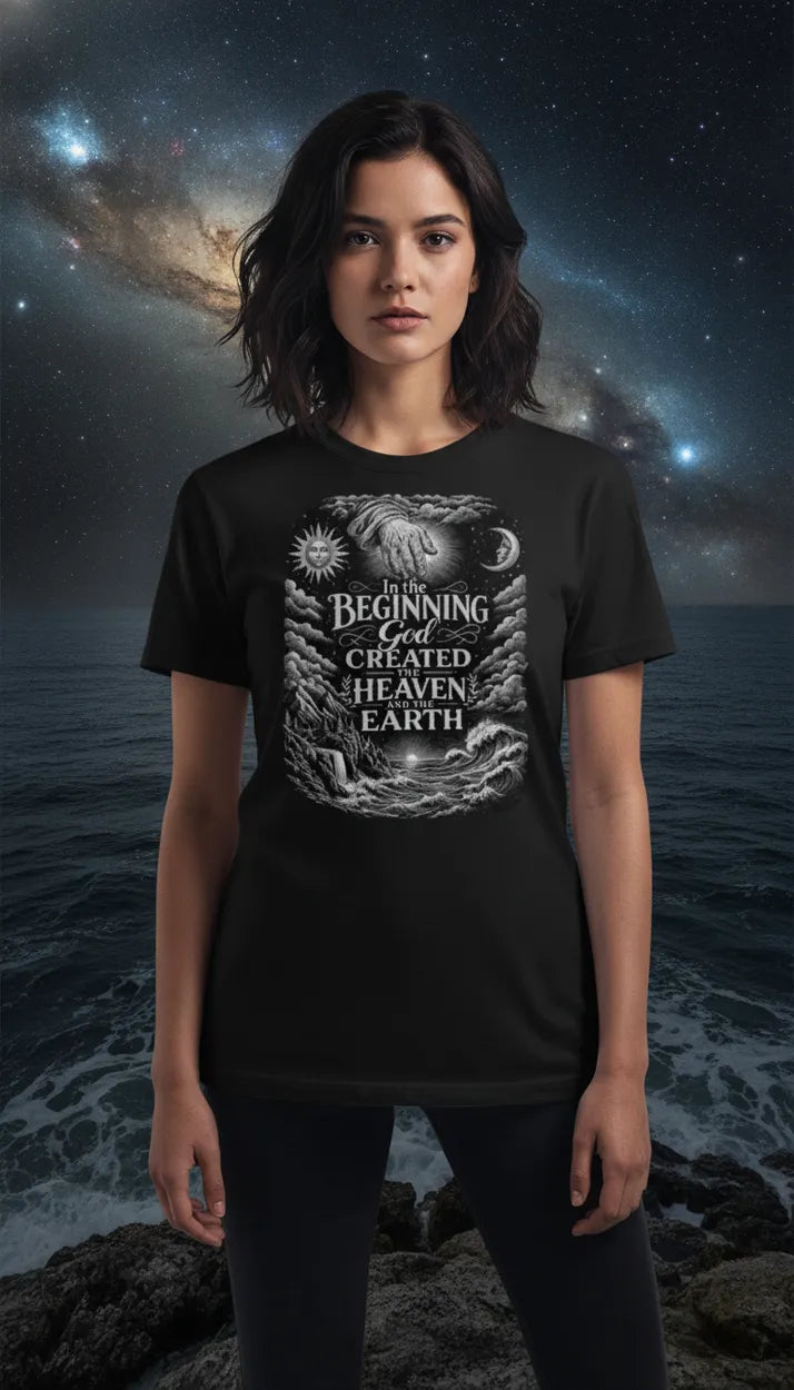Genesis 1:1 T-Shirt In The Beginning Illustrative Tee