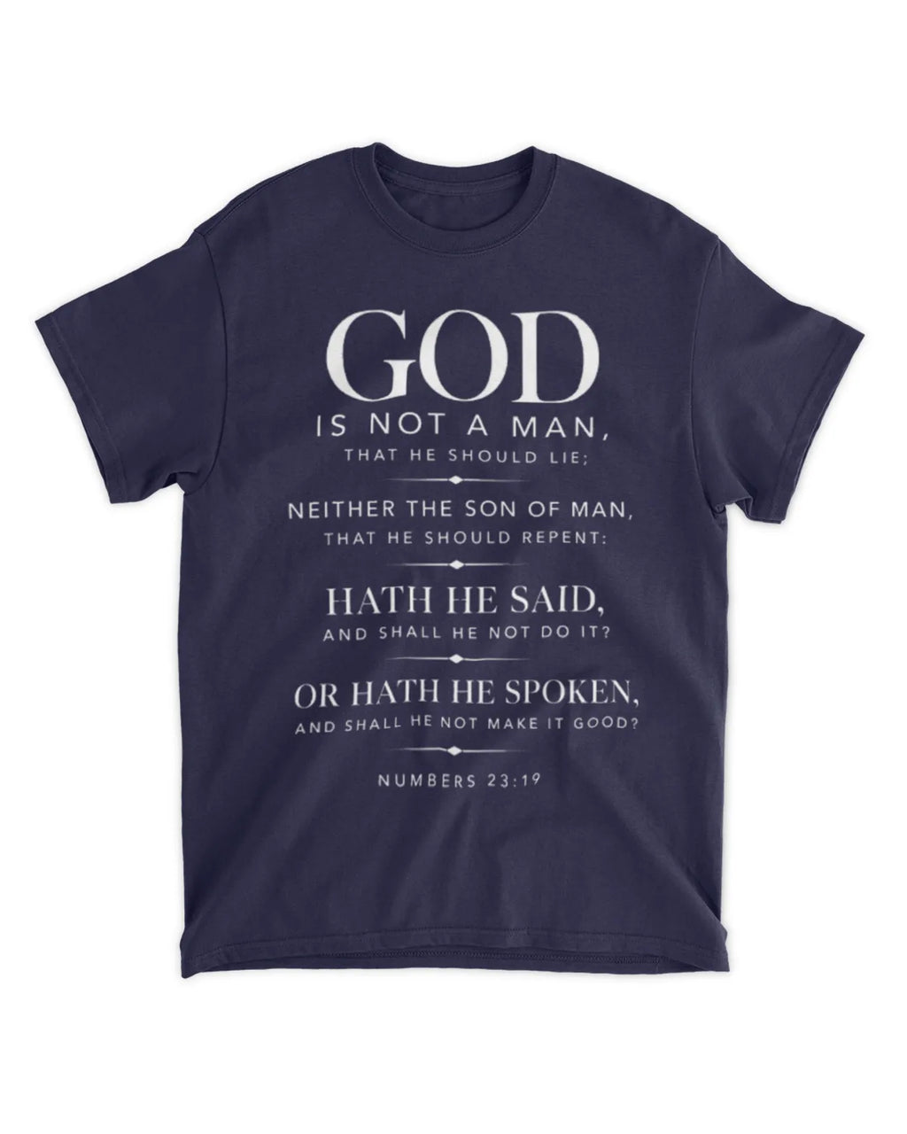 Numbers 23:19 T-Shirt Minimalist / Typography Tee