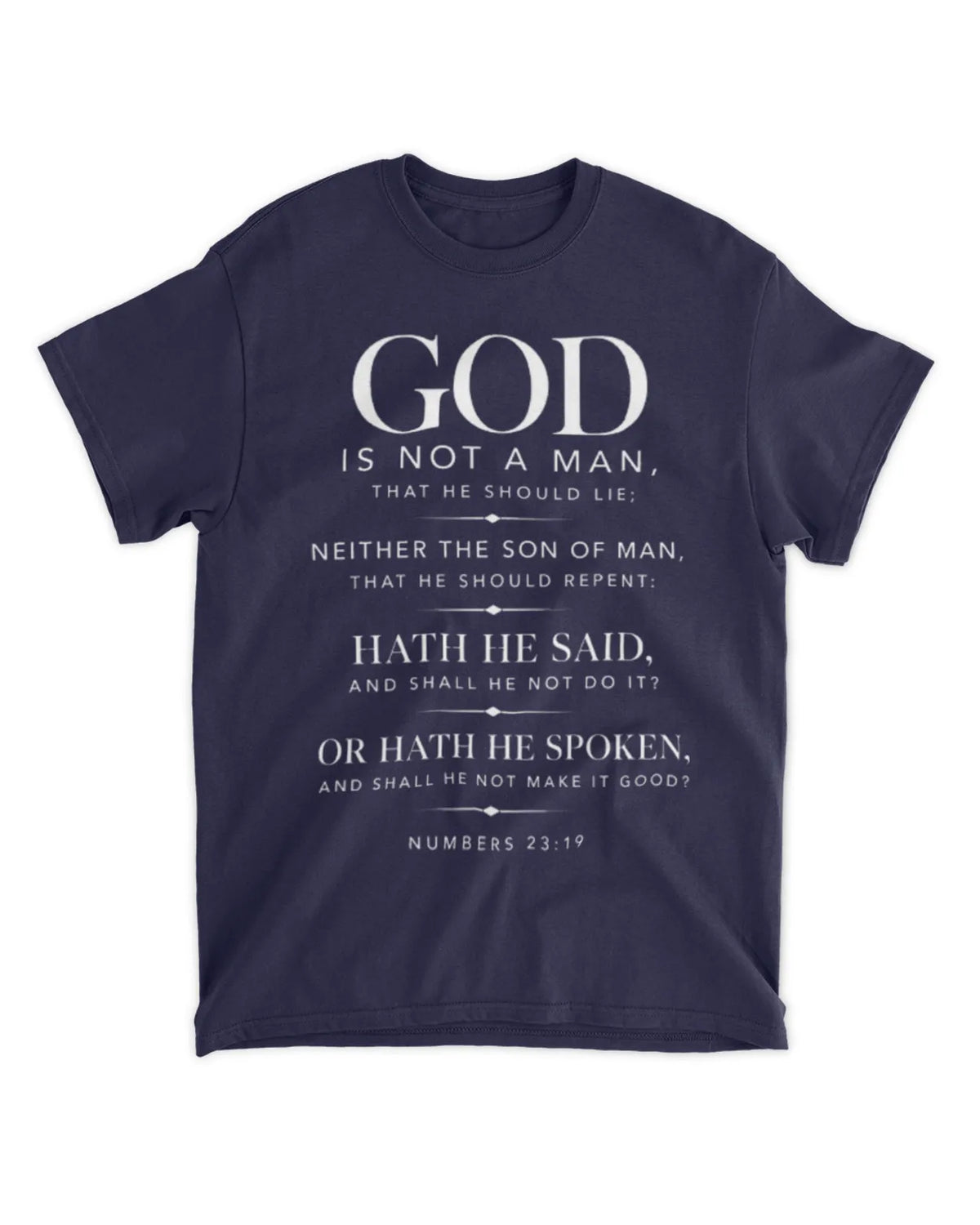 Numbers 23:19 T-Shirt Minimalist / Typography Tee