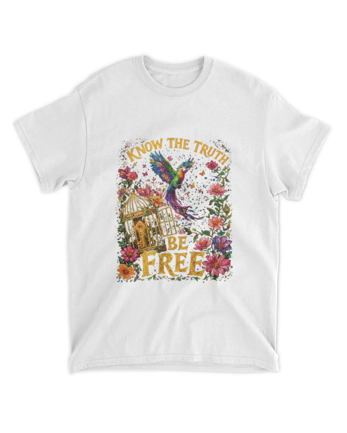 John 8:32 T-Shirt Truth Sets Free Vibrant Strokes Tee