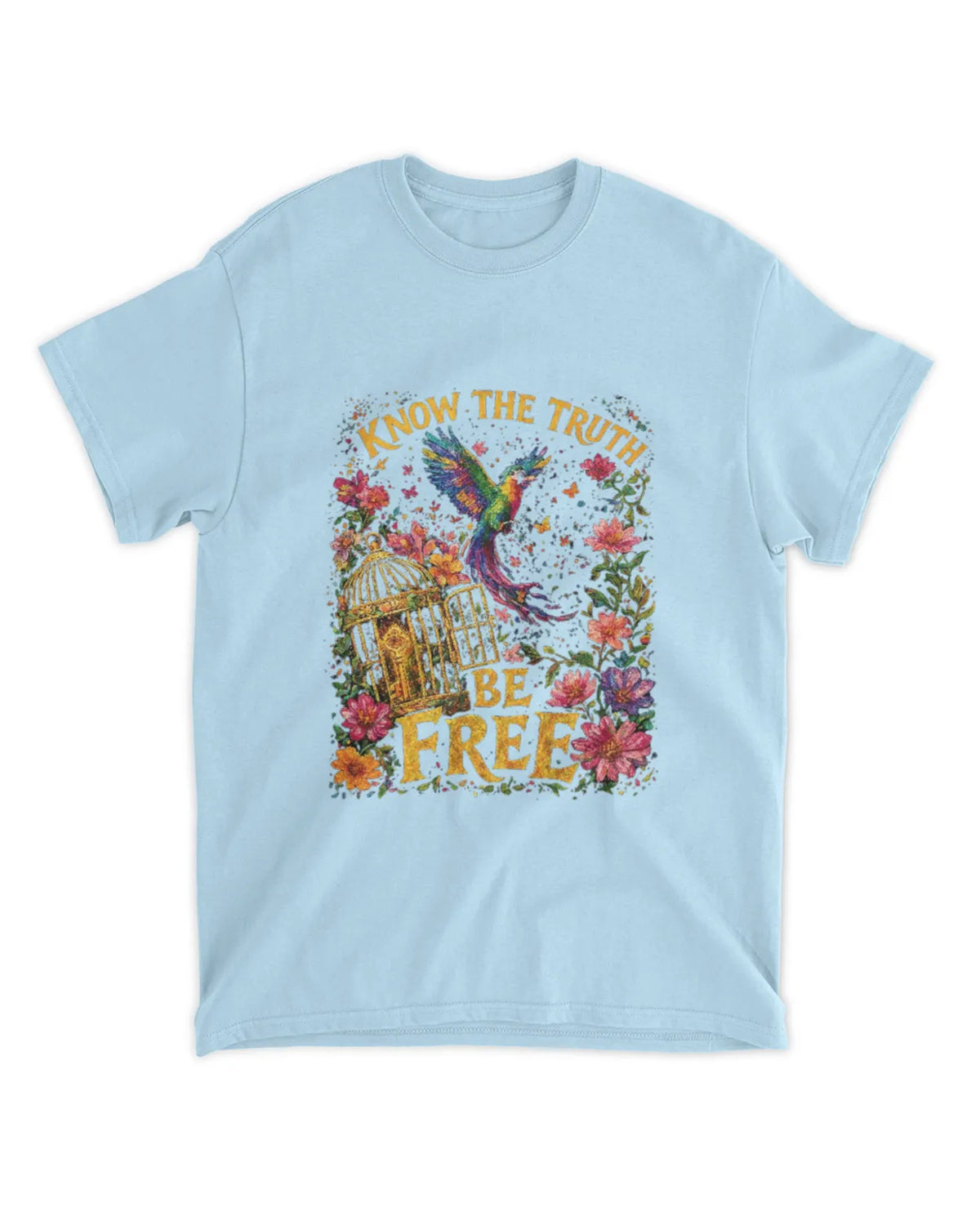John 8:32 T-Shirt Truth Sets Free Vibrant Strokes Tee
