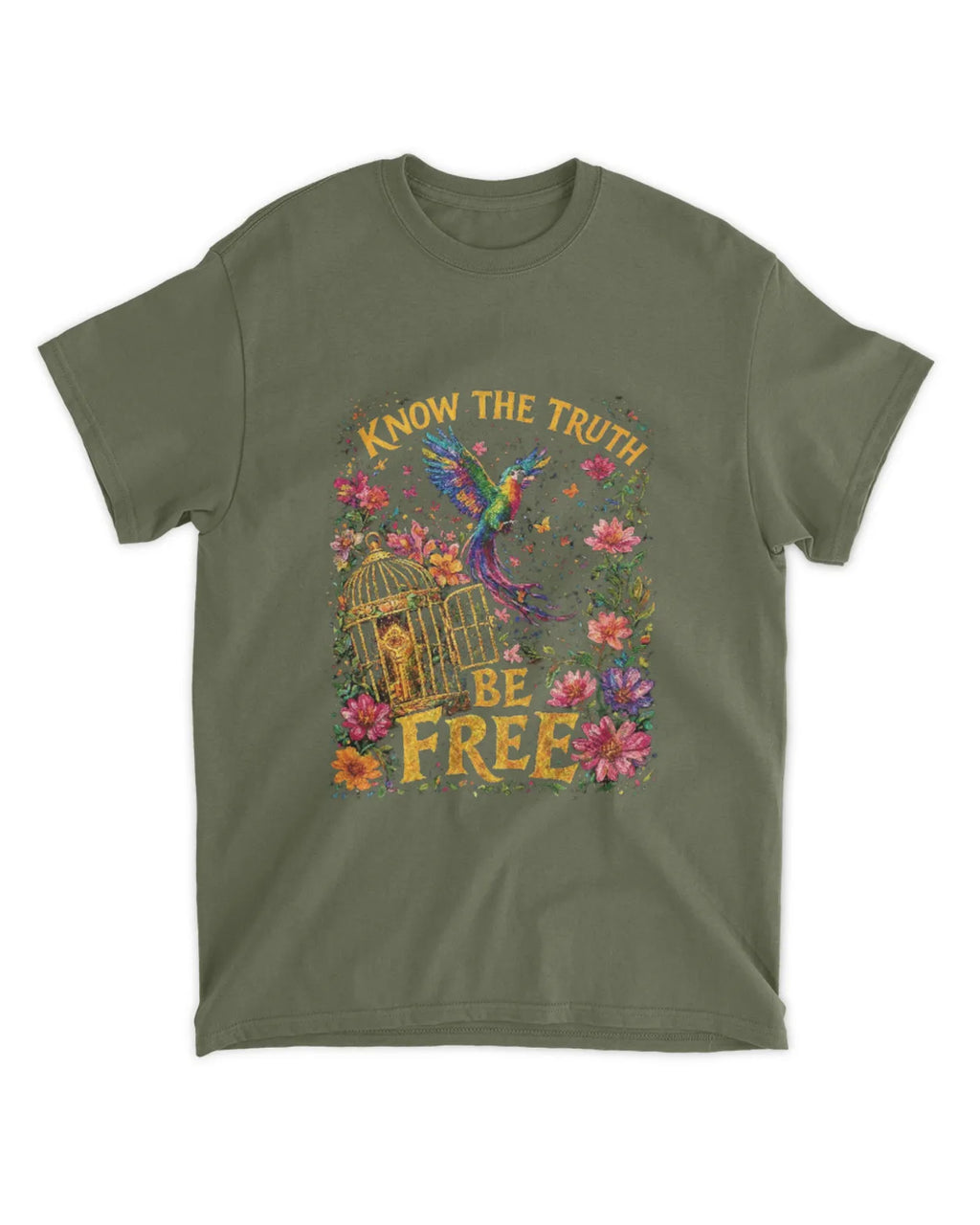 John 8:32 T-Shirt Truth Sets Free Vibrant Strokes Tee