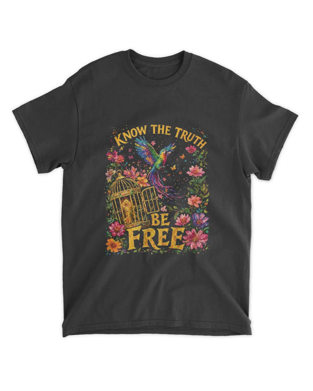 John 8:32 T-Shirt Truth Sets Free Vibrant Strokes Tee