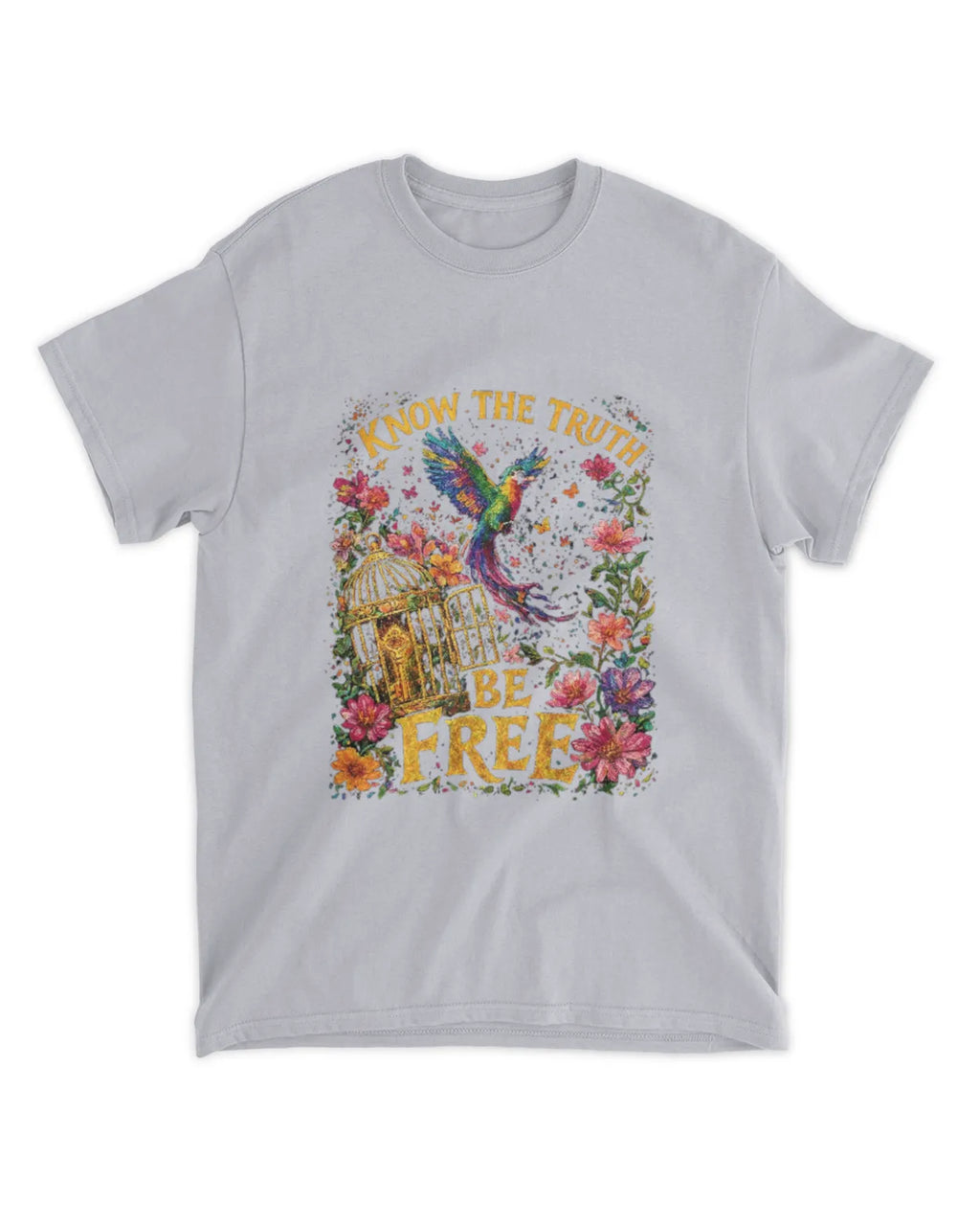 John 8:32 T-Shirt Truth Sets Free Vibrant Strokes Tee