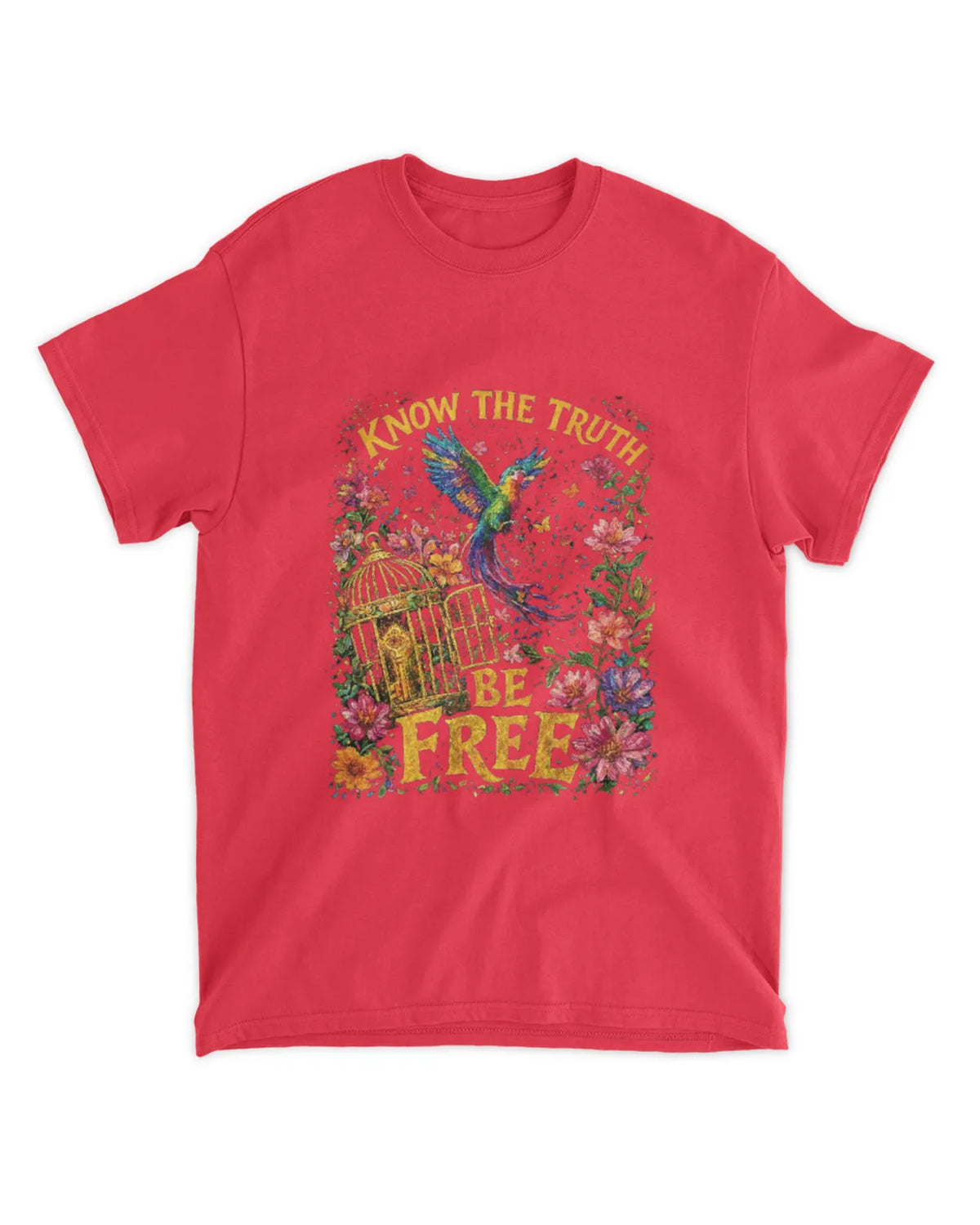 John 8:32 T-Shirt Truth Sets Free Vibrant Strokes Tee