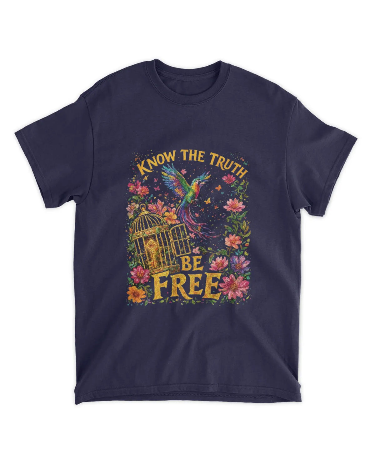 John 8:32 T-Shirt Truth Sets Free Vibrant Strokes Tee